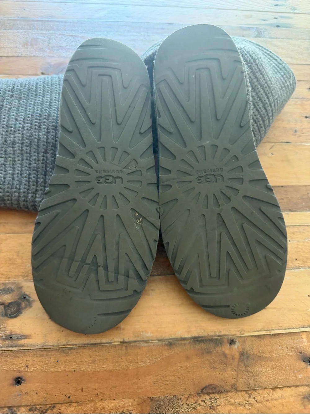 UGG Gray Knit Button-Accent Winter Boot